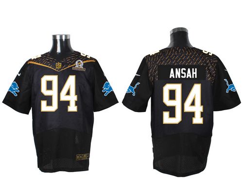 Nike Lions #94 Ziggy Ansah Black 2016 Pro Bowl Men's Stitched NFL Elite Jersey - Click Image to Close
